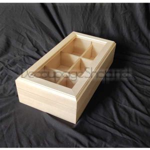 Дървена кутия с 6 отделения за часовници със стъклен капак- 30х16х8см