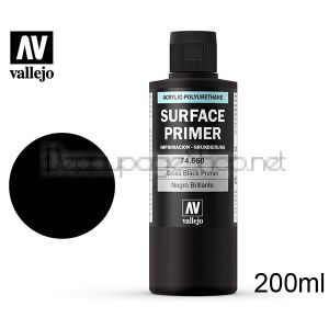 Acrylicos Vallejo Полиуретанов грунд гланц за метал, пластмаса 200 мл - Gloss Black