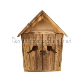 Дървена кутия за ключове с формата на къщичка - 2230KEY