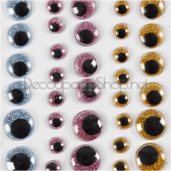 Мърдащи Очички : Самозалепващи : Очички за апликация - ф 8-10-12-15мм - 54бр блистер