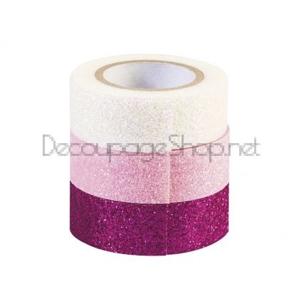 Лепящи Ленти Washi Heyda с Брокат Розови