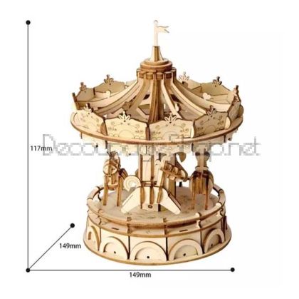 ROBOTIME 3D ДЪРВЕН ПЪЗЕЛ MERRY-GO-ROUND 174 ЧАСТИ TG404