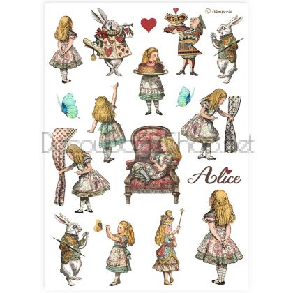 STAMPERIA ALICE ДЕКУПАЖНА ОРИЗОВА ХАРТИЯ А4 - DFSA4904