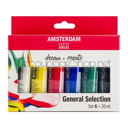 Акрилни Бои Amsterdam : 20 ml x 6 Цвята : Основни