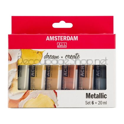 Акрилни Бои Amsterdam : 20 ml x 6 Цвята : Металикови