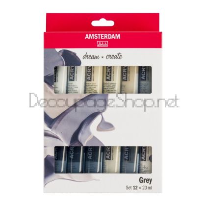Акрилни Бои Amsterdam : 20 ml x 12 Цвята : Сиви