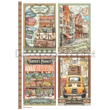 STAMPERIA ART OF TRAVELLING ДЕКУПАЖНА ОРИЗОВА ХАРТИЯ А4 - DFSA4979