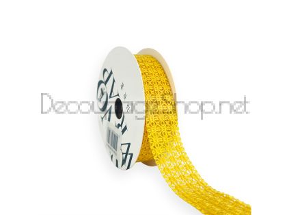 Луксозна тъкана панделка Woven, 25 мм х 20Y, Yellow