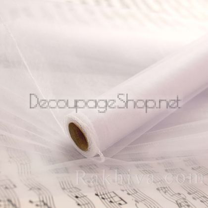 Органза 36см/ 1м, бяло без кант