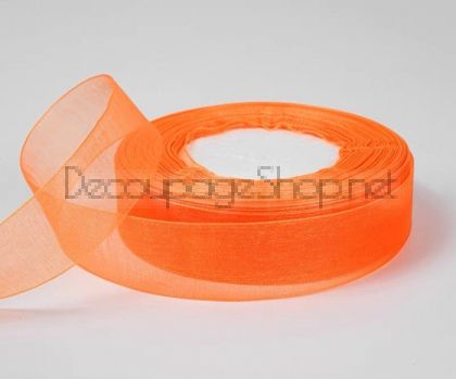 Тъкани панделки Органза 1 ролка 20 мм/ 50 ярда св. оранжево (20/50/2274)