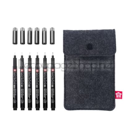 Тънкописци Pigma Micron : Черни : 6 Броя в Калъф