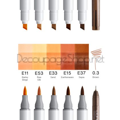 Алкохолни Маркери : Copic Ciao Portrait : 5 Цвята + Тънкописец : 84 Amber Glow