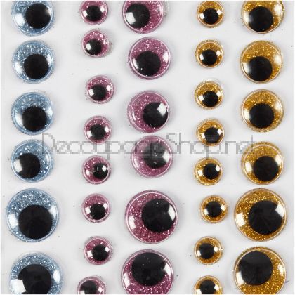 Мърдащи Очички : Самозалепващи : Очички за апликация - ф 8-10-12-15мм - 54бр блистер