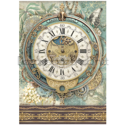 STAMPERIA GARDENS OF TIME ДЕКУПАЖНА ОРИЗОВА ХАРТИЯ А4 BIG CLOCK - DFSA41114