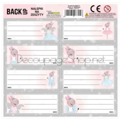 Етикети за тетрадки - 75 х 32мм - 8 бр - за момичета - BackUP