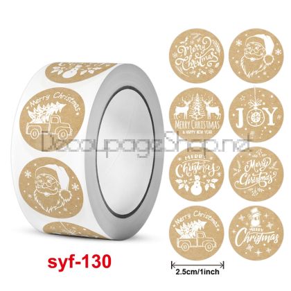 Коледни стикери на ролка, 2.5см / 100бр.натурални (Syf-130)