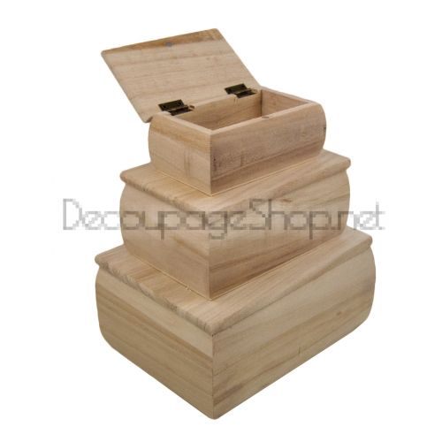 Дървени кутии натурални - КОМПЛЕКТ 3 броя - 