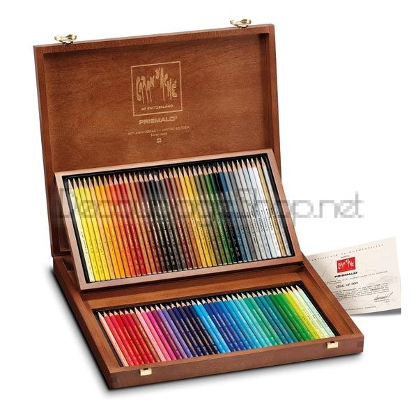 Caran D'Ache Prismalo Watercolor Pencils - 80-Piece Set In Wooden Gift Box, Water-Soluble