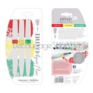 Nuvo - Aqua Flow Pens - Summer Holiday - “Японски“ акварелни четки с резервоар 3 ЦВЯТА -  892n