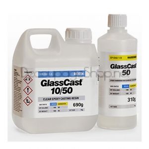 Епоксидна КРИСТАЛНА  ТВЪРДА смола GlassCast 50 Clear Epoxy Coating Resin (River Tables) - 1.00kg Kit