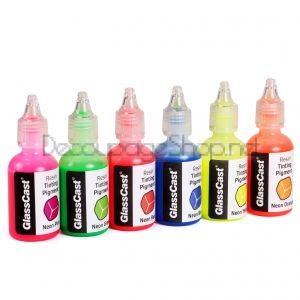 НЕОНОВИ (СВЕТЕЩИ) ОЦВЕТИТЕЛИ ЗА ПРОЗРАЧНА СМОЛА - Neon Tinting Pigments for Clear Casting Resin - опаковка от 6 броя