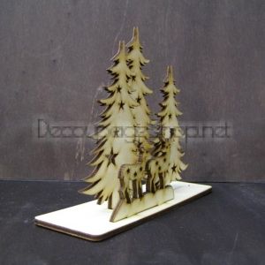 Дървена украса за Коледа -Гора с елени - KT76