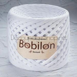 Трикотажна прежда Bobilon Макарони/T-Shirt yarn - Medium (7-9мм) – цвят: Snow White / Бял – 100м
