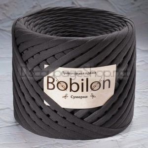 Трикотажна прежда Bobilon Макарони/T-Shirt yarn - Medium (7-9мм) – цвят: Nightfall / Тъмно сиво – 100м