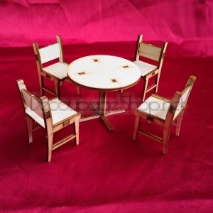 Дървени мини мебели - Маса с 4 стола
