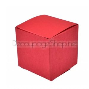 Малка Картонена Кутия с Форма на Куб 7 x 7 x 7 cm - ЧЕРВЕН РЕЛЕФЕН КАРТОН - 10 броя