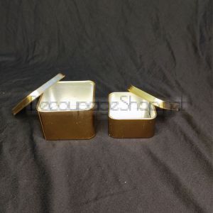 Метални кутии квадратни 2 размера комплект ЗЛАТНИ - 6,5 х 6,5 х 4,5см  и 5,5 х 5,5 х 3см