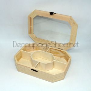 Дървена кутия за принадлежности с 5 отделения