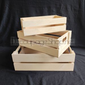 Дървени щайги, комплект 3 броя