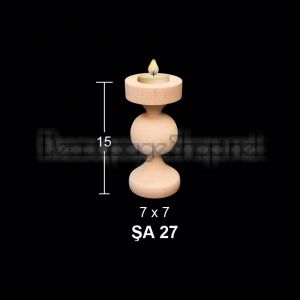 Дървен свещник за декоративна свещ - ф 7 х 15см