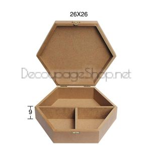 Кутия от МДФ за декорация с  прегради- 26 х 26 х 9см