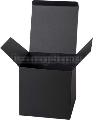 Малка Картонена Кутия с Форма на Куб 7 x 7 x 7 cm - Черна ЛЕНЕН КАРТОН - 10 БРОЯ