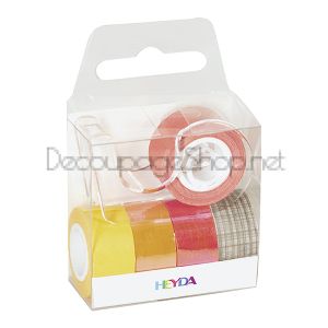 Лепящи Ленти за Декорация Washi Heyda Mini 12 mm 5 Броя x 3 m Корал