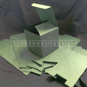 Малка Картонена Кутия с Форма на Куб 7 x 7 x 7 cm - ЗЕЛЕН РЕЛЕФЕН КАРТОН - 10 броя