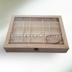Дървена кутия за принадлежности с 21 отделения