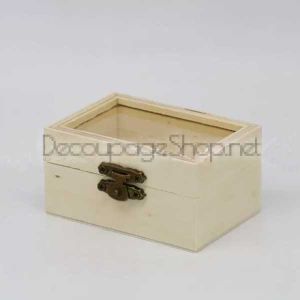 Дървена кутия със стъклен капак 8,5 х 6,0 х 4,5 см