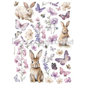 STAMPERIA BUNNY AND BUTTLERFLY ДЕКУПАЖНА ХАРТИЯ А4-DFSA4994