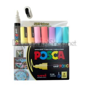 Акрилни Маркери Posca PC-5M : 8 Цвята : Soft Colours