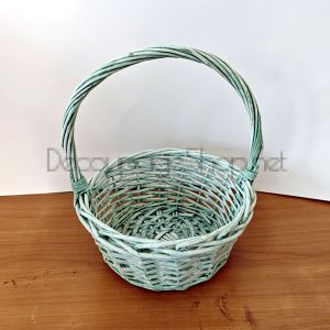 Кръгла плетена кошница бледозелена - малка кошница 22,0 х 26,0 х 10,0