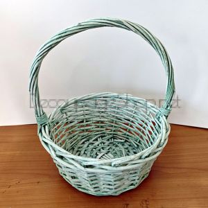 Кръгла плетена кошница бледозелена - средна кошница 28,0 х 31,0 х 11,0 см