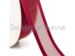 Луксозна панделка органза и сатен Double, 25 мм х 20Y, Red