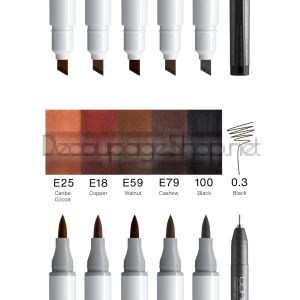 Алкохолни Маркери : Copic Ciao Portrait : 5 Цвята + Тънкописец : 85 Earth Charm