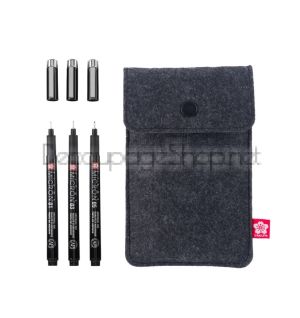 Тънкописци Pigma Micron : Черни : 3 Броя в Калъф