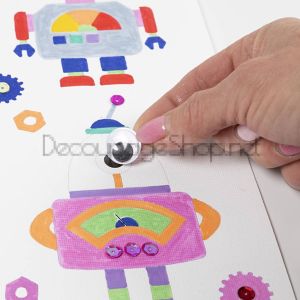 Мърдащи Очички : Самозалепващи : Очички за апликация - ф 8-12-14мм - 69бр блистер