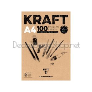 CLAIREFONTAINE БЛОК С КРАФТ ХАРТИЯ 21/29,7, 100 Л.,90 ГР.
