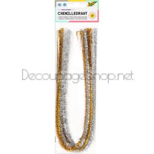 FOLIA ВЕЛУРЕНА, ПЛЮШЕНА ТЕЛ 8 ММ. 50 СМ 10БР -МИКС ЗЛАТО/СРЕБРО